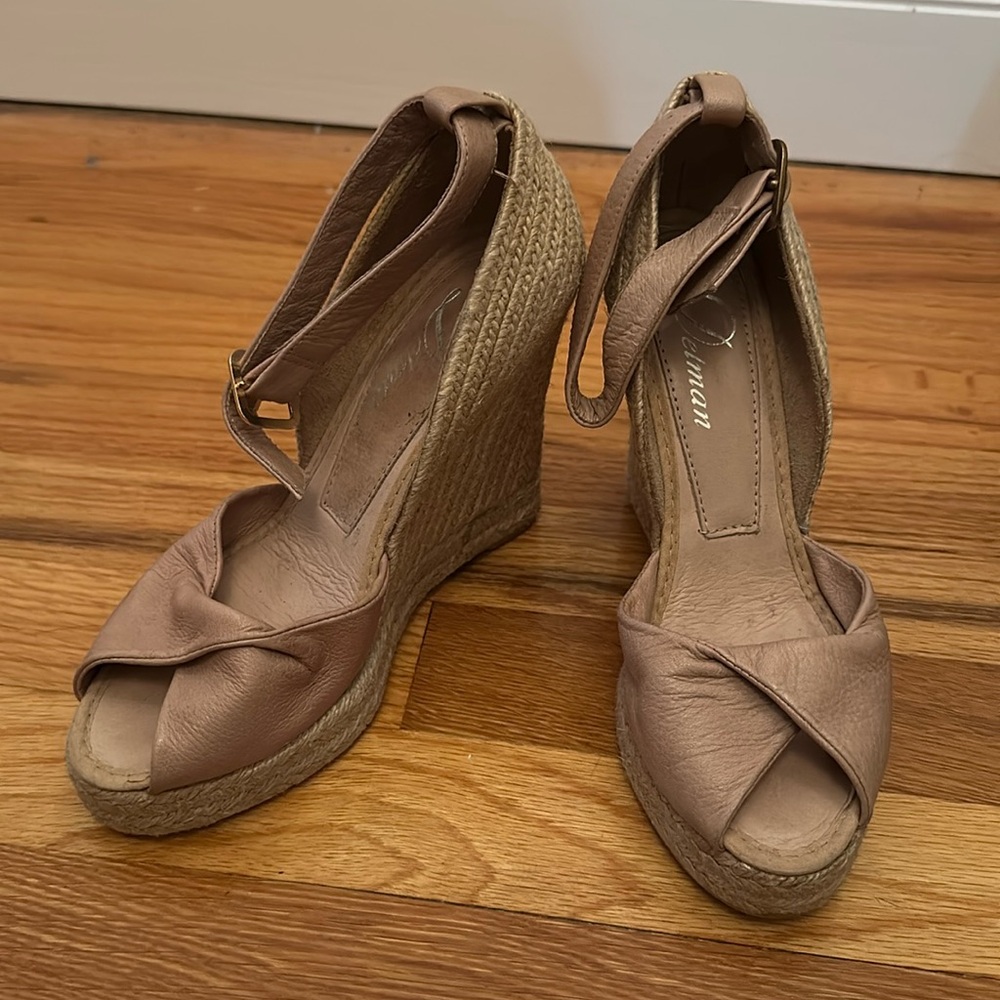 Womens Delman Femme Leather Espadrilles Wedges sz. 5.5 M